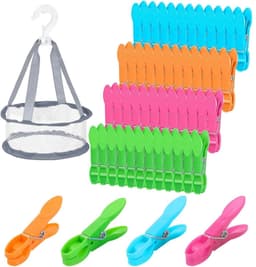 GELLDG Wasknijpers - 48 Stuks - Extra Sterke Wasklemmen - Geschikt voor Buitenwassen en Fijne Kleding - Duurzaam Kunststof Materiaal - Incl. Opbergmand met 360° Draaibare Haak - Kleurrijke Set — thumbnail 1
