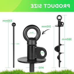 Robuuste 38 cm Zwarte Hondenspringconnector met 360° Draaibare Ring voor Grote Honden, Inclusief Reinigingsborstel en Grondanker voor Stabiliteit en Veiligheid — thumbnail 5