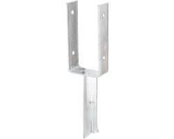 U-vormige paalsteun met betonanker van T-profiel, vrije breedte 101 mm, totale lengte 400 mm, thermisch verzinkt staal, CE-markering, paalsteun voor inbedding in beton, U-profiel staal, grondanker — afbeelding 1