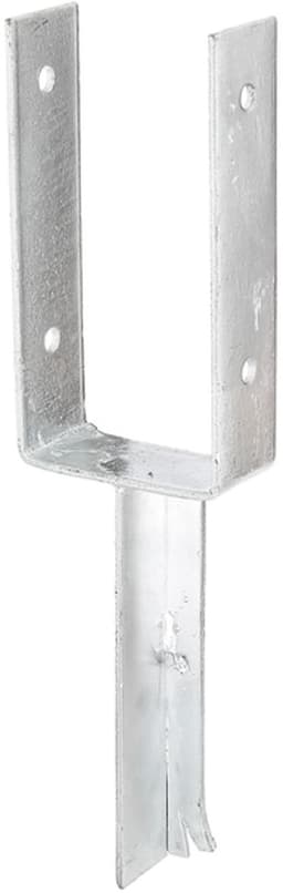 U-vormige paalsteun met betonanker van T-profiel, vrije breedte 101 mm, totale lengte 400 mm, thermisch verzinkt staal, CE-markering, paalsteun voor inbedding in beton, U-profiel staal, grondanker — thumbnail 1