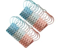 Wasknijpers - 24 Stuks - Grote wasknijpers - Veelzijdig - Kunststof Wasknijpers - Handdoek Knijpers - Drooghaak voor kleding - Handdoeken/badlakens knijpers - 5.8×1.3cm - 3 Kleuren