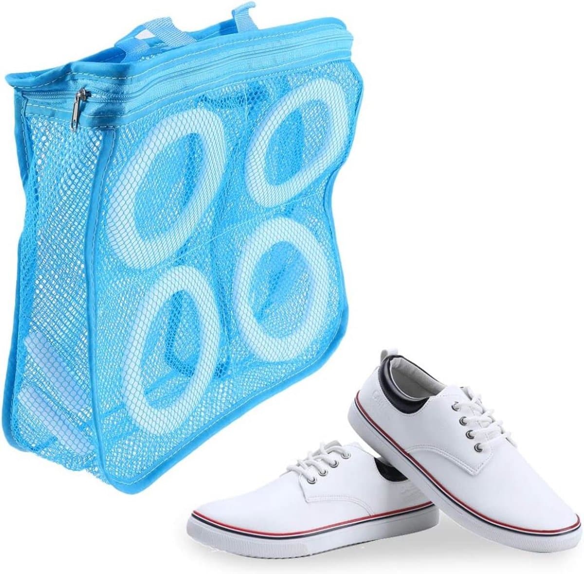1 Pack Schoenen Waszak - Schoenen Waszak - Sneaker Wasmachine Zak - Hoge Kwaliteit Waszak met Ritssluiting - Herbruikbare en Duurzame Schoenen Waszak met Ritssluiting - Waszak voor Alle Schoenen-L - blauw - 36X30X12cm — afbeelding 1