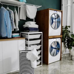 Waskast Hoog voor Wasmachine en Droger | Ruimtebesparende Kast voor Wasruimte of Badkamer | 66x180x65 cm — thumbnail 1