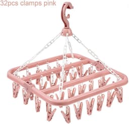 2 Stuks Draagbare Waslijn met 32 Knijpers - Kledinghanger voor Sokken, Ondergoed en Babykleding - Ideaal voor Reizen, Camping en Caravan — thumbnail 3