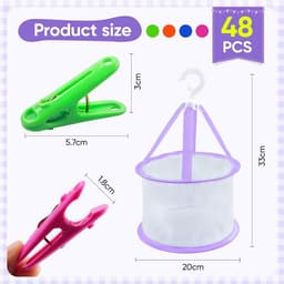 48 Kleerhangers met Mandje, Gekleurde Klemmen Zonder Opdruk — thumbnail 5