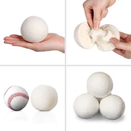 JeiibrZui Droogballen van wol - Droogballen voor sneller en zachter drogen van kleding - Pak van 6 - Geschikt voor lichtgekleurde kleding, wit — thumbnail 5