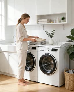 Wasmachine Werkblad - Droger Plank - Organisatie Ruimte - Met Veiligheidsstrip - 60x120x7.5cm - Houtkleur — thumbnail 2