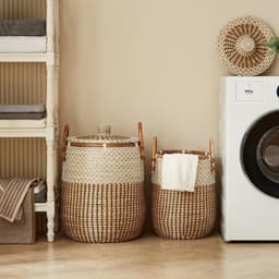 CLVP® Rieten Wasmand met Deksel - 45.01x 45.01x 59.99 CM — thumbnail 3