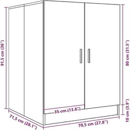 Wasmachinekast Dubbele Deur - Wasruimte Opbergkast - Badkamer Organisatie - Strak Modern Design - 71 x 715 x 915 cm — thumbnail 2