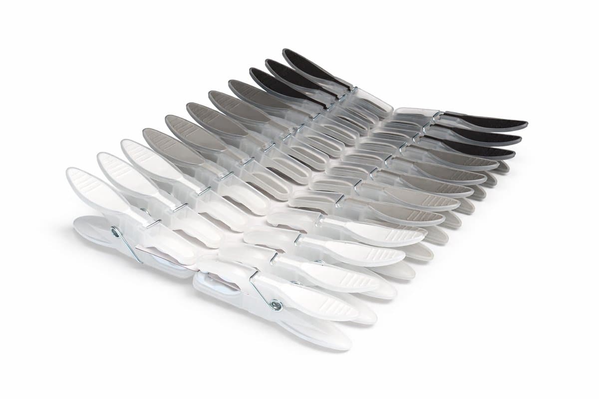 XEMM Wasknijpers 24 Stuks - Kunststof Knijpers voor Wasrek - Sterke Grip - Zwart/Wit/Grijs - Set van 24 Plastic Wasknijpers — afbeelding 1