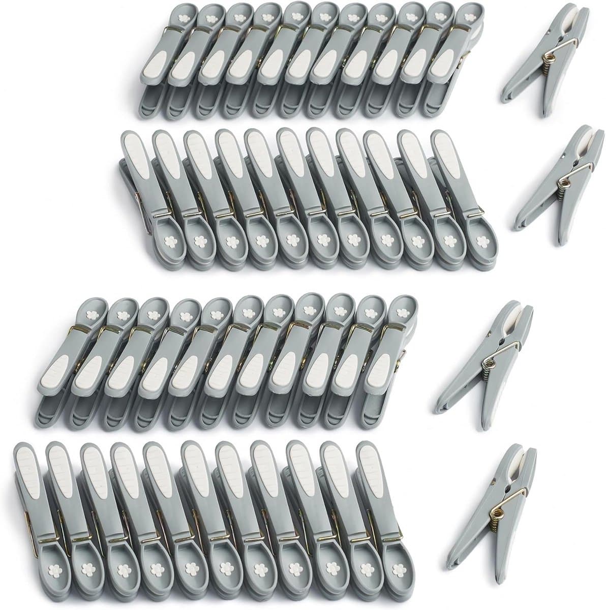 Premium Wasknijpers Bloem 48 Stuks - Ultiem Grijs-Wit — afbeelding 1