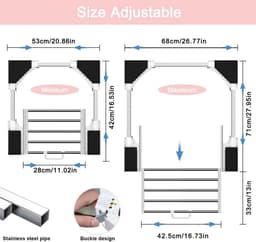 Famanu – Middelste kit voor wasmachine en droger - verstelbare verbindingsstang met lade voor 53-68 cm wasmachine en droger — thumbnail 4