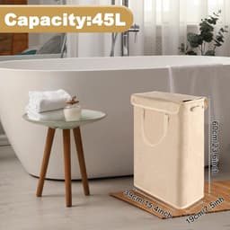 Wasmand met deksel 45 liter - Smalle en compacte wasverzamelaar — thumbnail 2