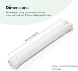 Verlengde Waslijn - 46 m PVC Kledinglijn voor Buiten - Verstelbare en Sterke Waslijn voor Roterende Droogrekken — thumbnail 3