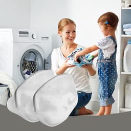 Set van 2 herbruikbare waszakken voor schoenen en kleding - Beschermende waszakken voor schoenen - Universele waszak met gaas - Diepreiniging - Grijs - 24x24x40 cm — thumbnail 2