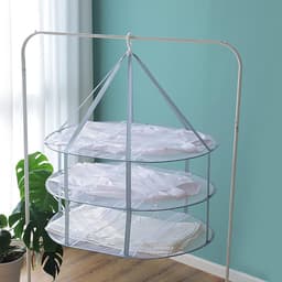 Droognet - 3-laags - Opbergnet - 77*61 cm - trui droger rack - Opvouwbaar - hangende - Draagbaar Wasrek Binnen en Buiten - Opvouwbaar Droogrek - kledingrek - kledingmand - voor kleding, kruiden, bloemen, groenten — thumbnail 3
