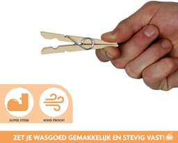 LaundrySpecialist 288x Houten Wasknijpers (84mm) - Wasknijpers - Wasknijpers hout - 288 stuks - Knijpers - Houten Knijpers — thumbnail 3