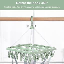 Sokkendroogrek met 32 ​​clips - Hangend kledingrek voor binnen en buiten - Opvouwbaar roterend droogrek voor sokken, ondergoed en kleine kleding - 35*32cm-Blauw — thumbnail 4