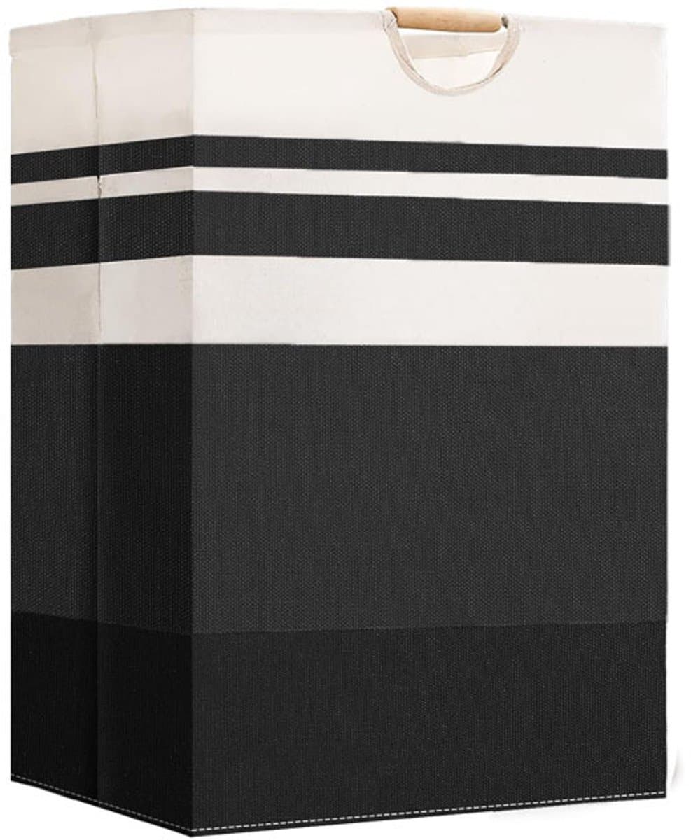 Opvouwbare wasmand van 72 liter met houten handgrepen (set van 1) - ideaal voor het opbergen van kleding - dekens en speelgoed. Perfect voor het organiseren van de slaapkamer - badkamer en woonkamer. — afbeelding 1