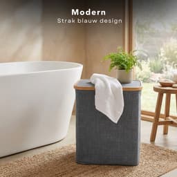 Cheqo® Wasmand - Wasmand met Deksel - Opvouwbare Wasmand - Wasmand met Klep - Blauwe Wasmand - Wasmand Badkamer - Wasmand Slaapkamer - Wasmand Wasruimte - Wasmand voor Wasgoed - Wasmand voor Handdoeken - Wasmand voor Beddengoed — thumbnail 5