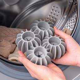 10 stuks - Anti-klit wasballen - Vlekverwijderaar voor wasmachines - Grijs en wit - Anti-klit zonnebloem wasballen - Wasverzachterdispenser - Herbruikbaar - Anti-klit wasballen — thumbnail 4