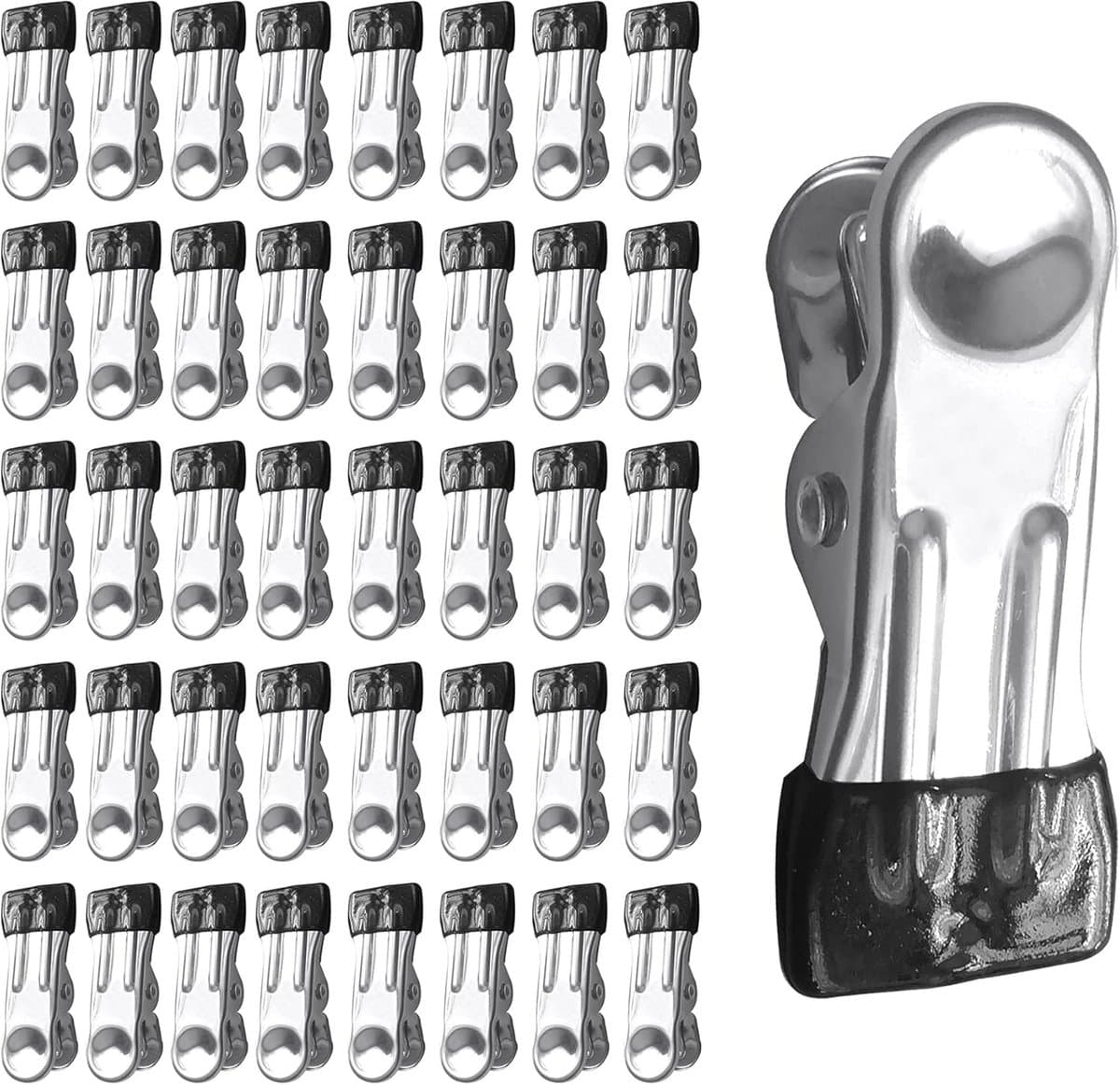 40 stuks clips voor bovengrondse zwembadafdekkingen, roestvrijstalen handdoekklemmen, zwembadklemmen, zware wasknijpers - voor winterafdekkingen, metalen wasknijpers voor strandlakens, wasgoed - zwart — afbeelding 1