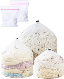 Pack of 5 - Herbruikbare Waszakken met Trekkoord - Chunky Net voor Jassen, Broeken, Beha's, Ondergoed, Breiwerk — thumbnail 1