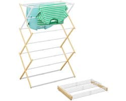 Wasrek uitschuifbaar - 43-74 cm breed - inklapbaar - staand - bamboe - wit