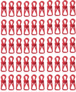 50-stuks Chipklemmen - Voedselzakklemmen - Wasknijpers - Mapklemmen - Fotodecoratie - Wanddecoratie - Geschikt voor het sluiten van snackzakken, het organiseren van documenten of het bevestigen van kleine huishoudelijke artikelen - rood — thumbnail 1