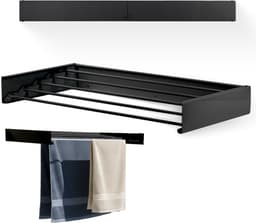 Goodly® High quality Wanddroogrek - Droogrek muur inklapbaar - Wasrek - Wasdroogrek buiten - 4m - drooglijn - Zwart — thumbnail 1