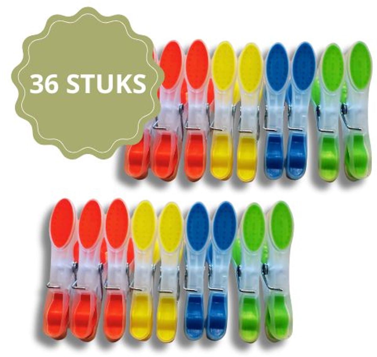 Wasknijpers 36 Stuks - Kunststof Wasknijpers - Set van 36 Plastic Knijpers - Wasrek Knijpers 10 Kg - 4 Kleuren — afbeelding 1
