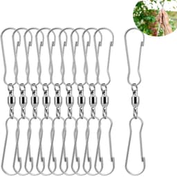 10pack - draaibare haken - clips - soepele spinner - met dubbele hangers - draaibare haken - windzak van roestvrij staal - draaibare clips — thumbnail 1