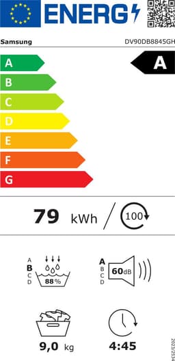 SAMSUNG DV90DB8845GHU3 - 9 kg - 60 dB - Energielabel A Warmtepompdroger — thumbnail 2