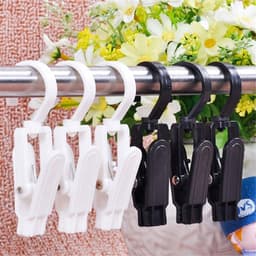 Wasknijpers - Knijpers - Met haak - Anti slip - Speciaal type - Mat zwart - Droogrek knijpers - 360 graden draaibaar - Wasrek knijpers - Binnen en buiten-10stuks — thumbnail 2