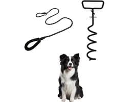 Aanlegblok met riem voor honden - Set van aanlegpalen voor camping en strand - Grondanker voor grote honden - Gazon accessoires met grondankers