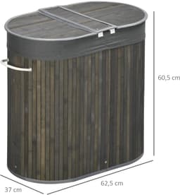 Ohana DT - Bamboe Wasmand Met Deksel - Wasmand 2 Vakken - 100L - 62.5x37x60.5 CM - Stijlvol Design - Afneembare Voering - — thumbnail 3