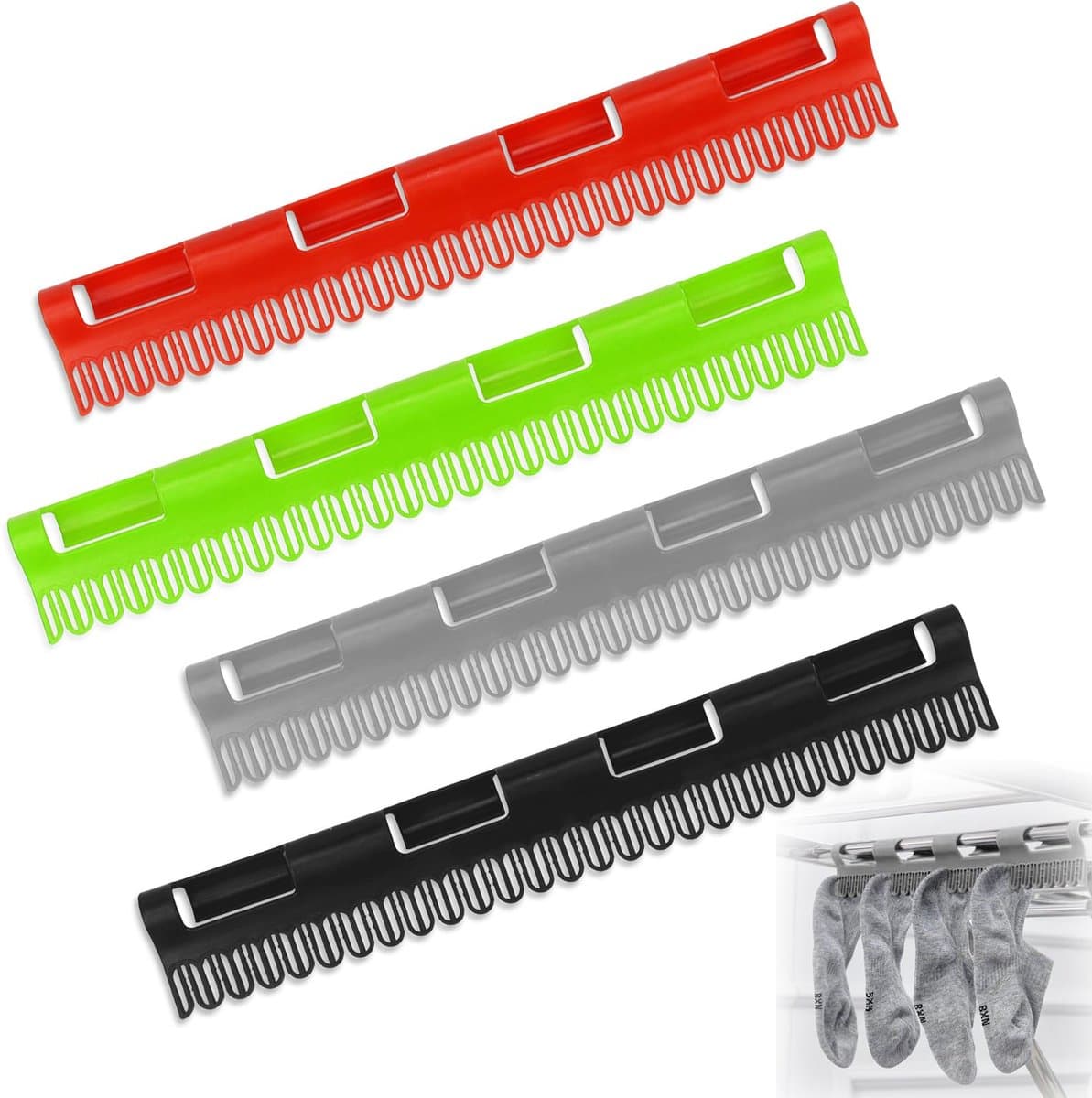 Erzekrim Sokkendroger, Sokkenhouder, Kledingrek, 4-pack Sokkenrek, Plastic Sokkenklemmen, Winddichte Sokkenhanger, voor Sokken, Ondergoed, Kleine Kleding — afbeelding 1