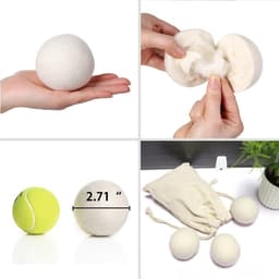 Wollen drogerballen XL - 6 stuks, biologische en chemicaliënvrije wasverzachter, veilig voor baby's, hypoallergeen, vermindert statische elektriciteit, kreukels en droogtijd, herbruikbaar — thumbnail 4