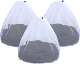 Waszakken - Netwaszakken - 3 Stuks waszakken met trekkoord 50x60 cm - Waszak - Waszakje - Mesh laundry bag - Afsluitbaar trekkoord - Voor ondergoed, beddengoed, babykleding, sokken - 1 fijn gaas, 2 grof gaas — thumbnail 1