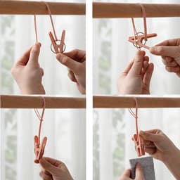 Washaken Clip - Washaken met klemmen - Wasknijpers met touw om op te hangen - kleerhangers voor sokken - Drooghaak voor kleding - Sterke plastic wasknijpers - draagbare antislip plastic hangers clips - Veelzijdig - 24stuks — thumbnail 4
