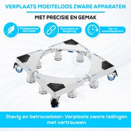Fleau Home Wasmachine Verhoger PRO - Max 500KG - Met Wielen - Verstelbaar - Droger, Koelkast Kast - Meubelroller - Stapelkit - Opbouwmeubel - Wit — thumbnail 3