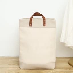 NOVARTA, Opvouwbare wasmand van jute stof met lederen handvat, opbergmand, Laundry basket - Wasbox — thumbnail 1