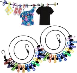 Retractable Portable Clothesline with Pegs for Indoor and Outdoor Use - 2pcs — thumbnail 1