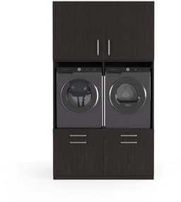 Wasophoogte® Wasmachine Kast Venice - Wasmachine verhoger - Wasmachine ombouw - 700(D)*1330(B)*2350(H) mm - Zwart — thumbnail 1