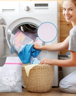 Grote waszak - Wasnet - Waszak - wasnetten - Grote waszak - Waszak met rits - Voorkomt dat kleding vervormt en kreukt - 3 stuks - Geschikt voor truien, overhemden, ondergoed, sokken, schoenen - 60*60cm — thumbnail 2