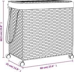 vidaXL - Wasmand - op - wielen - 60x35x60,5 - cm - rattan - grijs — thumbnail 2