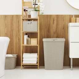 Rotho Country - Wasmand met deksel - 55 l Kunststof - Cappuccino — thumbnail 2