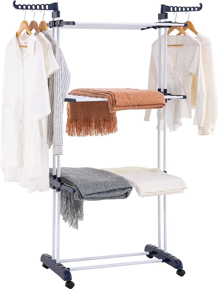 Inklapbaar Droogrek Universeel – Laundry Drying Rack -  Wasrek voor in de Badkamer/Tuin/Slaapkamer/Balkon – Duurzam  70 x 125 x 170 cm — afbeelding 1