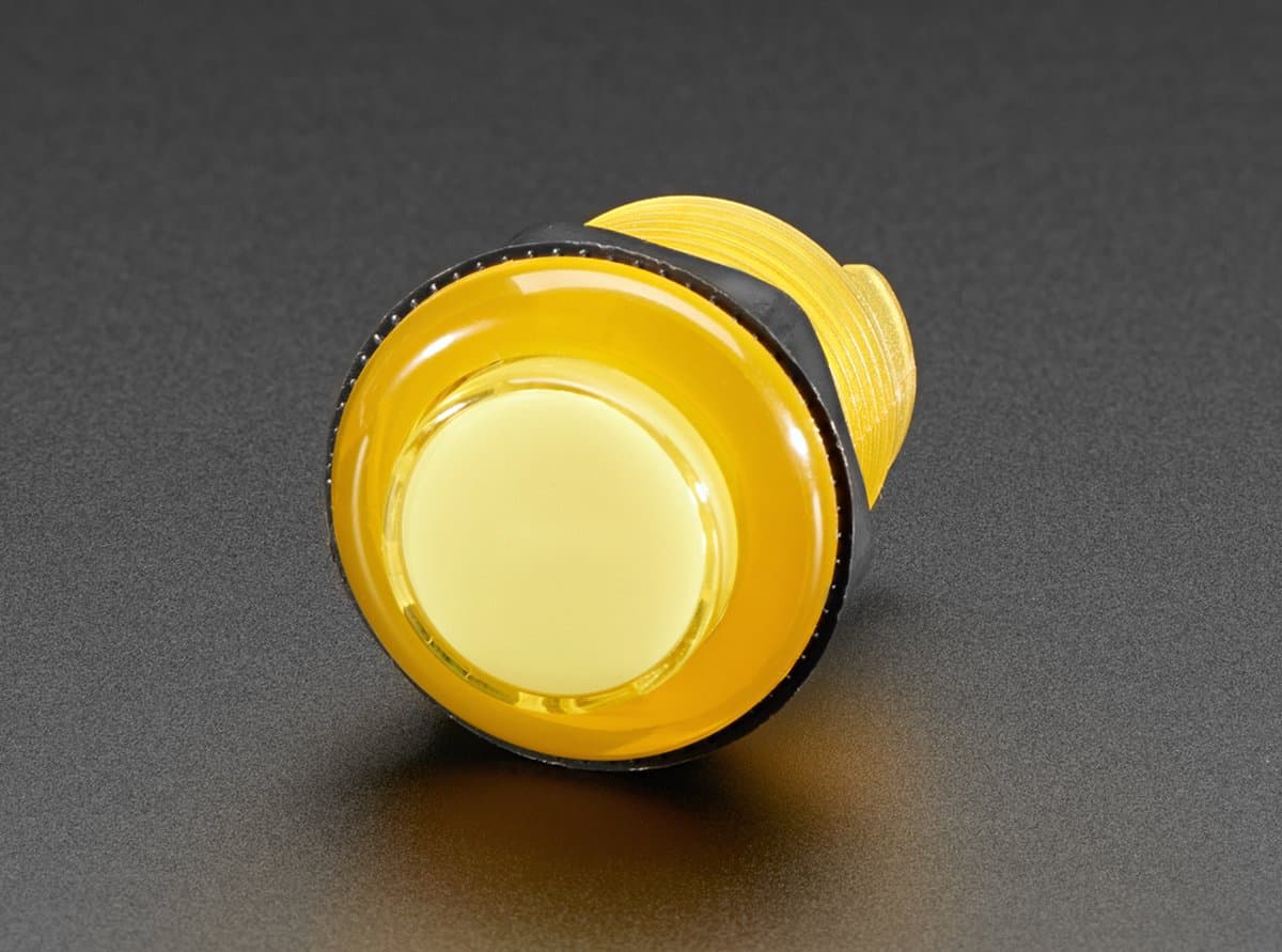 Arcade Button with LED - 30mm Translucent Yellow Adafruit 3488 — afbeelding 1