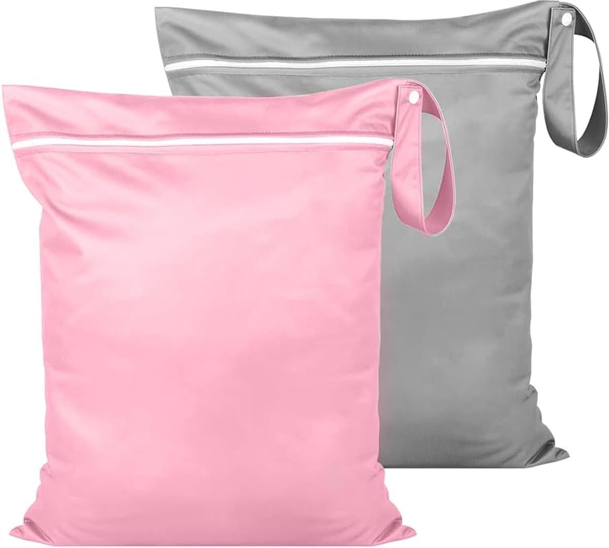 natte zakken 38 x 48 cm - waterdichte waszak - grijs en roze - scheidt natte en droge spullen - ShopVlot — afbeelding 1
